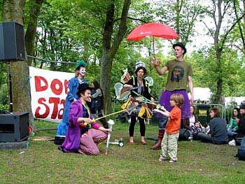 recycled clowns at newcastle green festival