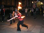 performers sword fighting