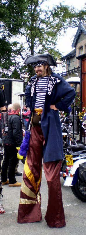 stilt walking pirate