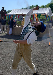 fire eating during the Georgan fair show at Beamish museum